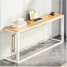 Konsolentisch Beistelltisch Sofa Eingang, schmaler Konsolentisch modern mit Metallgestell, Dicke Holzplatte Diele Schlafzimmer Eingang(B,63.0x5.9x31.5in/160x15x80cm)