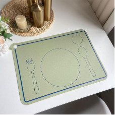 AMDXD Tischsets Abwaschbar Natur Quadratisch 6er Set, PU Leder Platzsets Abwaschbar Messer Gabel Muster Anti-Rutsch, Tischuntersetzer Abwaschbar Weihnachten Grün für Speisetisch, 30x41.5CM