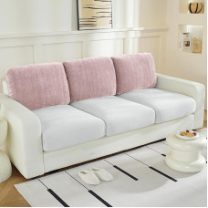WEYOND Große Rückenlehnenkissenbezüge, super dehnbar, für 3 Kissen, Couch, Sofa, Couch, Rückenkissen, mit Chenille-Garn (weichere Version, 3 Stück, Blassrosa)