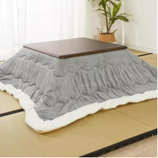 Kotatsu-Tisch Winterheiztisch Quadratischer Kotatsu-Tisch Quilt 4-teiliges Futon-Set aus Massivholz im japanischen Stil,Grau-80 * 80cm,Grey-80 * 80cm