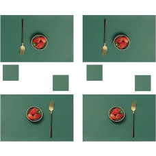 4 PU odos padėkliukų ir padėkliukų rinkinys - patvarūs stalo padėkliukai, patvarus dirbtinės odos padėkliukų ir padėkliukų rinkinys (raudona) (spalva : žalia)