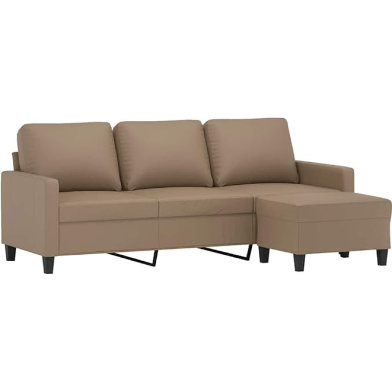 vidaXL 3 vietų sofa, sofa su kojūgaliais, svetainės sofa, minkšta sofa, fotelis, relaksacinė sofa, poilsio sofa, svetainės sofa, TV sofa, kapučino rudos spalvos, dirbtinė oda