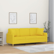 Homgoday 3-Sitzer-Sofa mit Zierkissen Loungesofa Sofa Couch Moderne Gästesofa Liegesofa Relaxcouch Sofa Sitzmöbel für Wohnzimmer Büro Schlafzimmer Hellgelb 180 cm Stoff