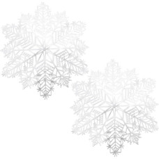 Weihnachtliche Schneeflocken Tischsets aus PVC Kreative Platzsets für Weihnachtsfeier und Alltag 2 Stück Schützende Dekorative Tischmatten 38cm