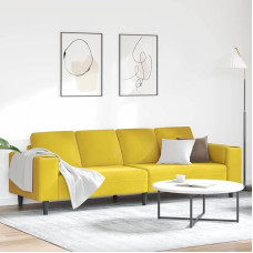 Moderne Wohnzimmer Couch Gelb 250 cm Lederoptik Sofa mit schwarzen Beinen, wetterbeständig und atmungsaktiv für 4 Personen, bequem langlebig im modernen Design für Wohnbereich und Garten