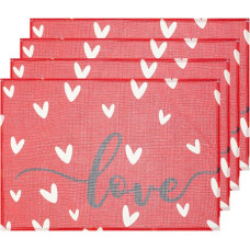 Lurrose Valentinstag Tischset 4 Stück Herz Motiv 30X45cm Tischmatten Abwaschbar rutschfest für Esstisch Küchen Dekoration Festtagsdeko