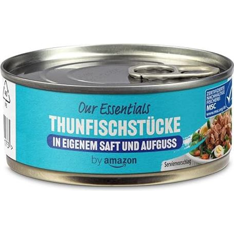 by Amazon Tunų gabaliukai su savo sultimis ir užpilu, 145 g (pakuotė po 1)
