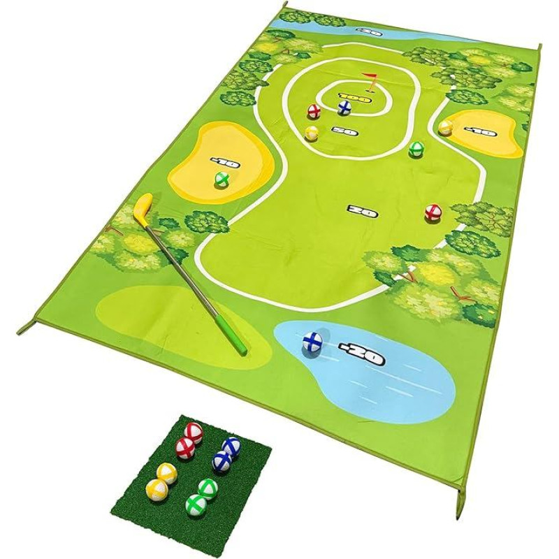 Mini golfo kilimėlis namams - mini golfo rinkinys patalpoms - 160 x 100 cm golfo kilimas - yra 8 4 spalvų kamuoliukai - mini golfo dovana namams