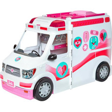 Barbie FRM19 2-in-1 Ambulance, Folding Vehicle with Light and Sound, Dolls Playset with Accessories, Girls Toy from 3 Years