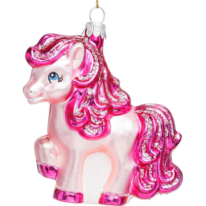 SIKORA Pink Pony Specialusis Kalėdų papuošalas Stiklo Kalėdų Senelis Kalėdų eglutės dekoracija Figūrėlė Kalėdų pakabukas Ornamentas - Premium Line - BS835