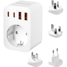 Reiseadapter Weltweit Set, Internationaler Reiseadapter mit USB-A/Typ-C, Typ G/B/I/C Steckdosenadapter Reiseadapter für UK/USA/Australien/Europa