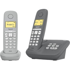 Gigaset A280A Duo DECT belaidis telefonas su atsakikliu ir 2 racijomis geriausiam bendravimui su dideliu grafiniu ekranu, viengubas, pilkas