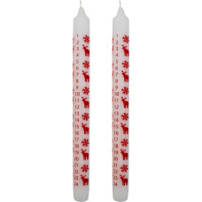 Advent Calendar Candle Snowflake & Elk White with Red Print 2 Pieces Approx. (Diameter x H) 22 x 250 mm