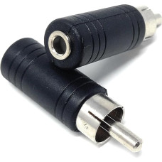 DRUT 2pcs 3.5mm Mono Jack Female to RCA Female Audio Cable Adapter Black