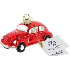 BRISA VW Collection - Volkswagen Beetle Glass Christmas Decoration & Decoration in Gift Box (1:40 Scale, Red)