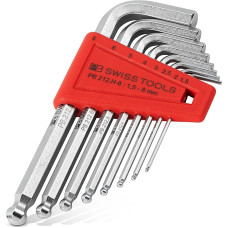 PB SWISS TOOLS Allen raktų rinkinys PB 212.H-8 | 100 % Šveicarijos gamybos | 8 dalių šešiakampių raktų rinkinys 1,5/2/2/2,5/3/4/5/6/8 mm, skirtas varžtams pramonėje ir prekyboje