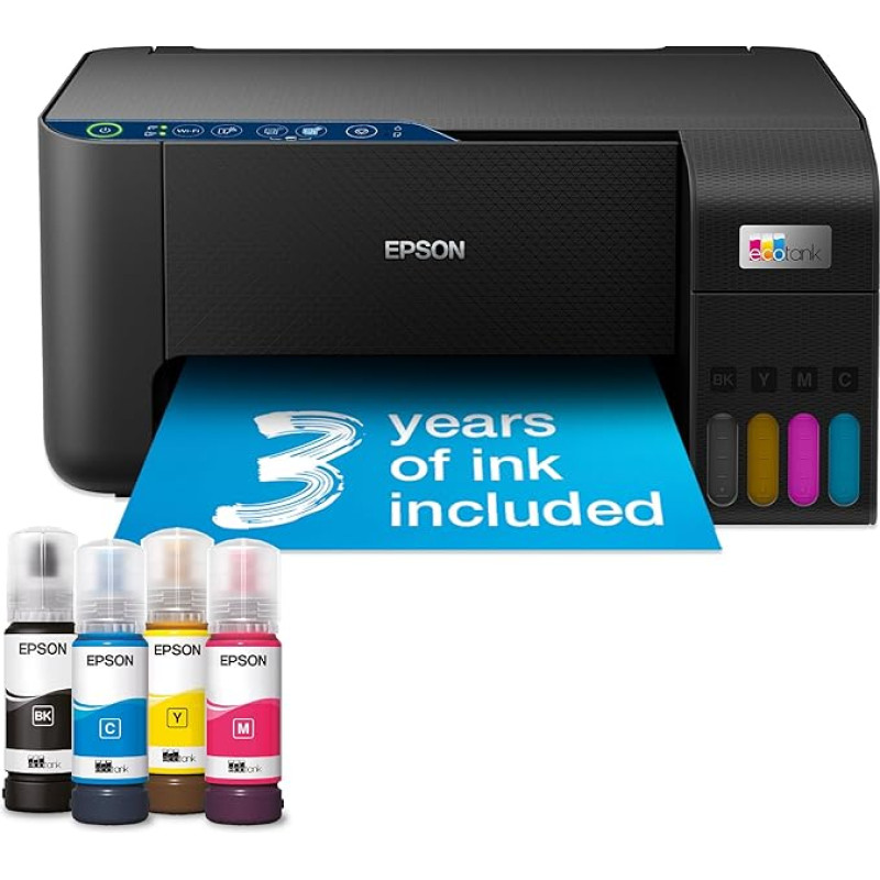 Epson EcoTank ET-2861 daugiafunkcinė rašalinė 3-in-1 A4, didelė talpa, 4 buteliukai, įskaitant 4500 psl. spalvoto / 7500 psl. spalvoto rašalo, Wi-FI Direct, USB (EcoTank ET-2861)