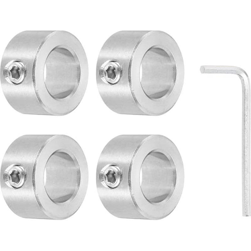 4 Stück Schaftmanschetten, 13 mm Bohrung, massiver Edelstahl, 1 Schraubenschaftmanschette, 22 mm Außendurchmesser, 12 mm Dicke, für Motor, Gartenwagen, Riemenscheibe, Maschinen und