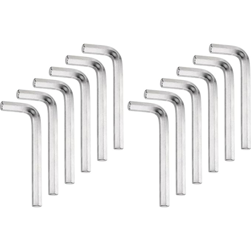 QUARKZMAN 12 Stück 10mm Innensechskantschlüssel mit Flachkopf, Metrisch Cr-V Stahl L-Form Schraubenschlüssel Reparaturwerkzeug für Zuhause Fahrrad Motorrad Reparatur DIY, Silber