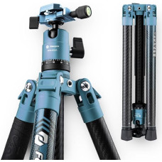 Fotopro Carbon Tripod 151 cm 360 laipsnių rutulinės galvutės greito atleidimo plokštelė Lengvas fotoaparato trikojis, skirtas kelionėms Trikojis sulankstytas tik 36 cm aukščio, maksimali apkrova iki 10 kg, mėlynas