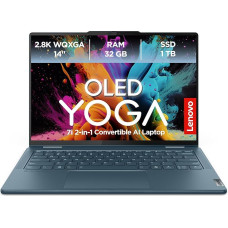 Lenovo Yoga 7 2-in-1 konvertuojamas nešiojamasis kompiuteris su dirbtiniu intelektu | 14 colių 2,8K WUXGA OLED ekranas | Intel Core Ultra 7 155H | 32GB RAM | 1TB SSD | Intel Arc Graphics | Windows 11 Home | QWERTZ | Mėlyna | 3 mėnesių Premium priežiūra