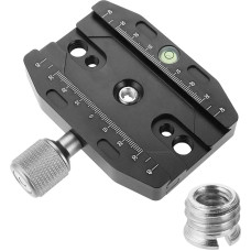 Aupoko 90 mm Quick Release Plate Clamp, Universal Clamp Adapter QR-90 for Tripod Head, Quick Release Plate Clamp with 1/4 Inch to 3/8 Inch Adapter Compatible with Arca Swiss Ball Head