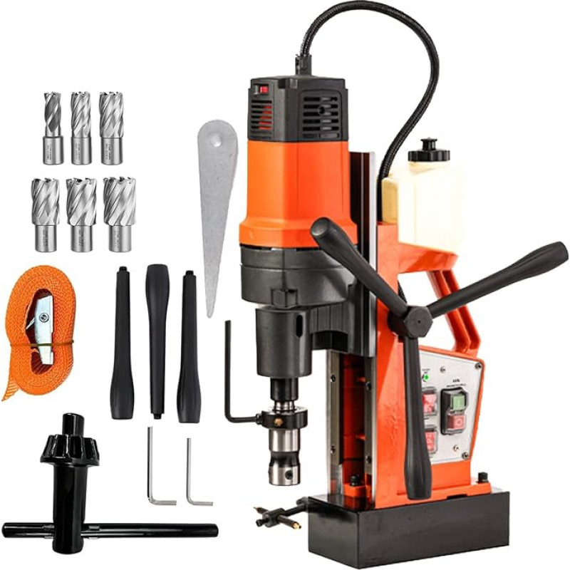 Magnetbohrmaschine 1800 W 60 mm Bohrdurchmesser, Power Mag Bohranlage, 0-580U/min effizienter Kühlung, für Metalloberflächen Industrie Heimwerker MD-60