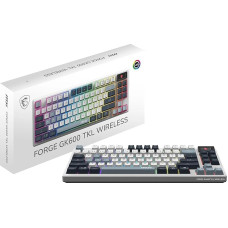 MSI Forge GK600 TKL Wireless Sky FR mechaninė AZERTY klaviatūra su linijiniais jungikliais, sublimacinės spaudos PBT klavišais, neslystančiu pagrindu, RGB LED, USB 2.0, 