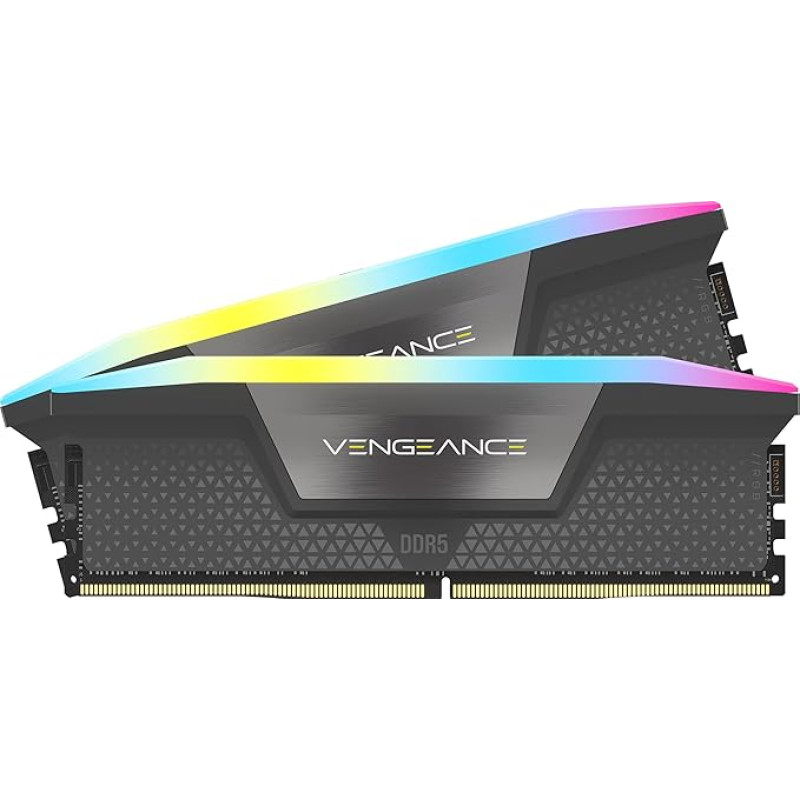 CORSAIR Vengeance RGB DDR5 RAM 96GB (2x48GB) iki 6000MHz CL36-44-44-96 1.4V AMD EXPO Intel XMP 3.0 staliniams kompiuteriams skirta atmintis - pilka (CMH96GX5M2E6000Z36)