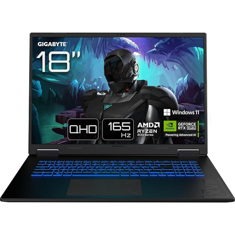 GIGABYTE Gaming A18 nešiojamasis kompiuteris - 18 colių, 165 Hz WQXGA, 