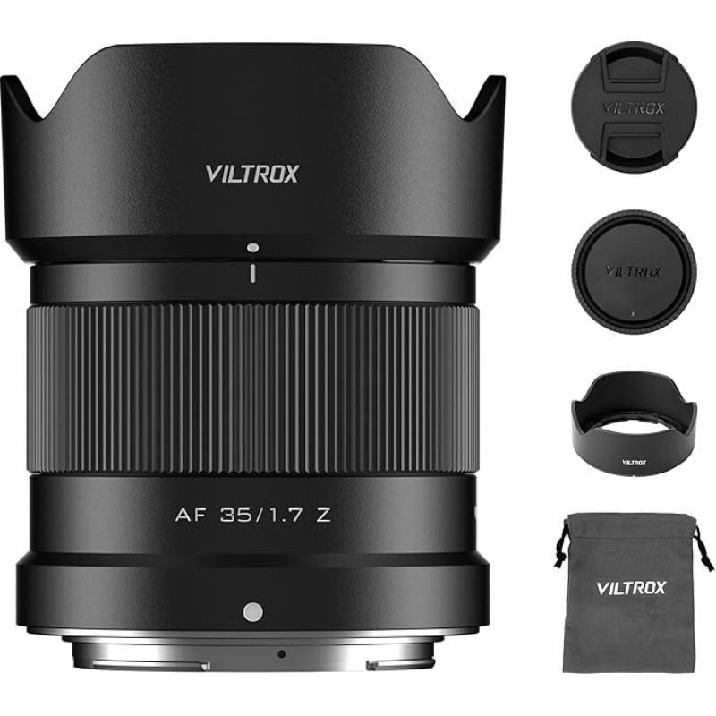 VILTROX AF 35mm F1.7 objektyvas Nikon Z-Mount, f/1.7 APS-C didelės diafragmos automatinio fokusavimo fiksuoto židinio nuotolio objektyvas, suderinamas su Nikon Z-Mount fotoaparatais Z5, Z50, Z6, Z6II, Z7, Z7II, ZFC, Z30, Z9, Z8, ZF