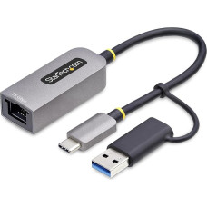 StarTech 2.5GbE USB C Ethernet Adapter with USB-A Adapter, USB-C LAN-RJ45 Network Adapter, USB 3.0 Type-C 2.5 GB Network