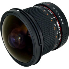 Rokinon HD8M-C 8mm f/3.5 HD Fisheye objektyvas su nuimamu gaubtuvu, skirtas Canon DSLR 8-8mm, fiksuoto dydžio objektyvas be priartinimo