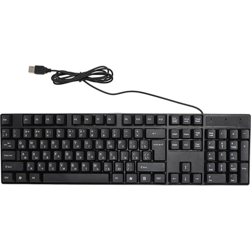 VBESTLIFE mažumų kalbų klaviatūra, 104 klavišų žaidimų biuro USB laidinė klaviatūra Ergonomiškas dizainas Ispanų rusų prancūzų anglų klaviatūra