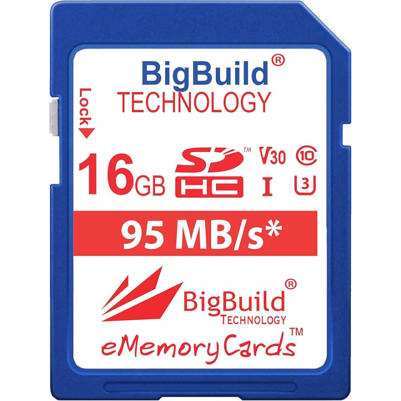 16 GB UHS-I U3 95MB/s atminties kortelė, skirta Nikon D3400, D3500, D500, D5300, D5500, D5600, D610, D7200, D750, D7500, D850 fotoaparatams