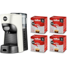 Lavazza, A Modo Mio Tiny Eco White Coffee Maker with 64 Capsules, Recycled Plastic Espresso Machine, 1450 W, 220-240 V, 50/60 Hz, 0.6 Litre