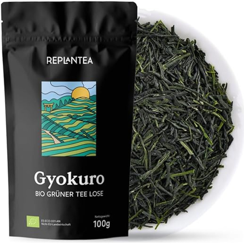 Ekologiška japonų žaliasis arbata „Gyokuro“, 100 g, biri, elegantiška šešėlinė arbata, intensyvus „umami“ skonis ir saldumas, pirmojo derliaus, aukščiausios kokybės