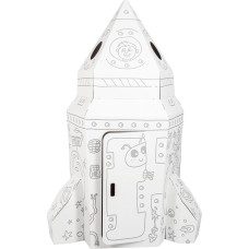 Small Foot 10018 Playhouse, Rocket ,Made of Sturdy Craft Cardboard, Individual Design with Coloured Pencils or Felt-tip Pens