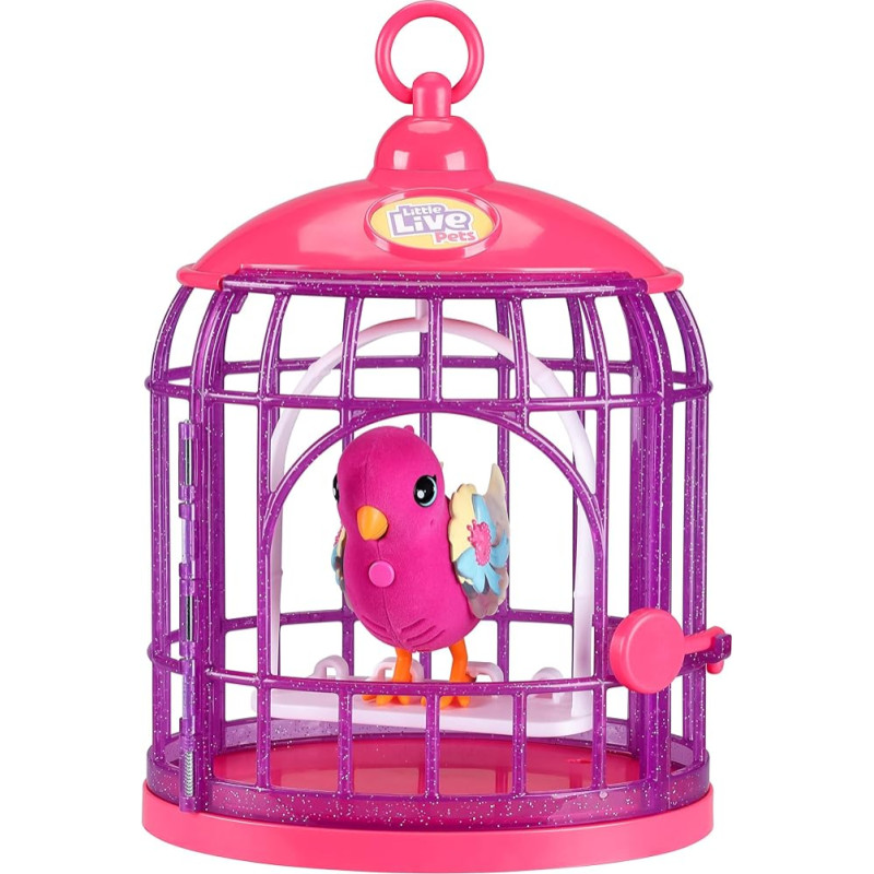 Little Live Pets Lil' Bird + Bird House with Tiara Twinkles: Interactive, Colourful Bird with New Light Wings and Over 20 Bird Sounds; Repeats What You Say & React to Touches