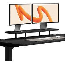 Desktronic Monitor Stand - Ergonomic Monitor Raise, 114 x 28 x 12.8 cm, 30 kg, 1-2 Monitors, Table Top Black, Legs Black, Sturdy Steel Legs, Made in Europe