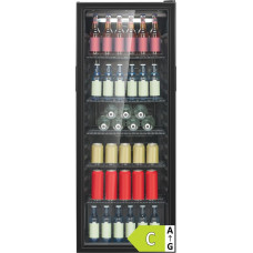 Bomann Fridge with Glass Door, Energy Class C, 143 cm, Drinks Fridge 2-12 °C, MultiAirflow, 5 Grid Shelves, Door Hinge Changeable, 236 L, Bottle Refrigerator, KSG 7292 Black