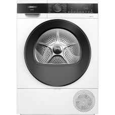 „Siemens“ WQ33G2D40, „iQ500“ šilumos siurblio džiovintuvas, skirtas 1–8 kg skalbinių, greito džiovinimo programa mažoms skalbinių partijoms, švelnus džiovinimas su „AutoDry“ funkcija, „SoftDry“ švelnus būgnas, lauko programa, LED ekranas, balta spalva