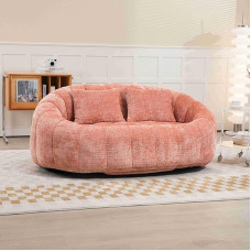 Bean Bag Sofa with Armrests, Pink, XXL Bean Bag Chair Made of Chenille, Lazy Sofa for Adults and Children, Soft Lounge Chair for Living Room, Bedroom and Gaming, Pink Chenille