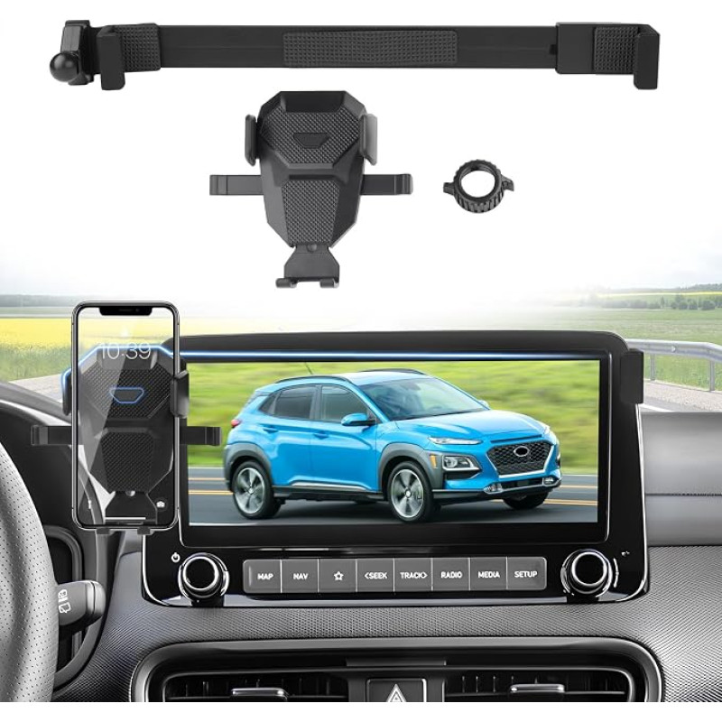 Sunsdrew Car Phone Holder for Hyundai Kona 2018-2023, Adjustable GPS Kona Phone Holder for 10.3 Inch Screen, Hands-Free Ultra Stable Phone Stand for All Phones