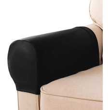 Armchair Protectors Sofa Armrest Covers Set of 2/4/6 Waterproof Leather Chair Arm Caps Furniture Protector Slipcovers for Sofas Office Home (6 Pieces, Black)