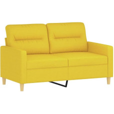Sofų komplektas, 3 dalių, šviesiai geltonas, audinys su pagalvėlėmis | Dvivietė sofa 158 x 77 x 80 cm, kojų atrama 70 x 55 x 41 cm, putoplastas, metalinis rėmas ir fanera