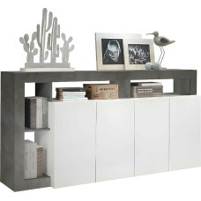 Vente-unique SEFRO Sideboard with 4 Doors and 4 Shelves - Painted White & Concrete Look