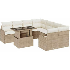Rantry Gartensofa-Set mit Kissen mit Kissen 9 pcs Beige Poly Rattan Gartenmöbel Model3357174