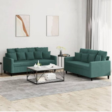 „Homgoday“ 2 dalių sofų komplektas su pagalvėlėmis: svetainės sofa su atlošu, poilsio sofa, svečių sofa – šiuolaikiniai sėdimojo baldo komplektai, skirti svetainei, biurui ir miegamajam, tamsiai žalios spalvos aksomas