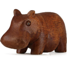 ART-CRAFT Rankomis išdrožtas begemotas iš suaro medžio, maža medinė figūrėlė, 8 cm, mini dekoratyvinis begemotas svetainei, gyvūno figūrėlė iš masyvios natūralios medienos, dovanos idėja dekoratyvinių daiktų mėgėjams